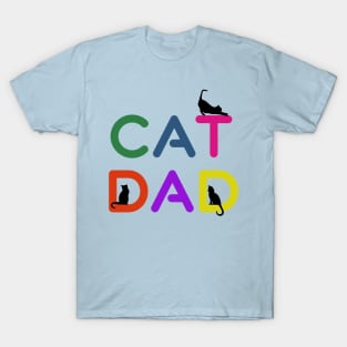 Funny Cat Dad Rainbow Graphic Design T-Shirt